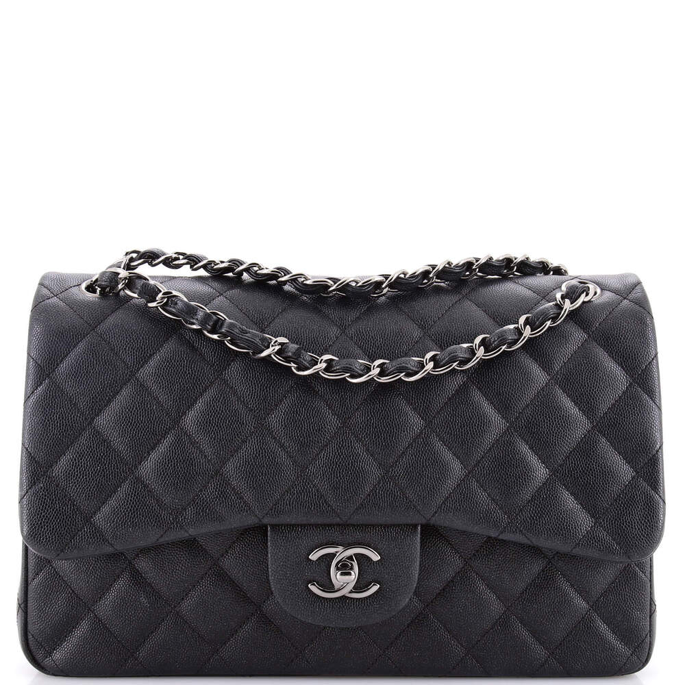 Chanel Jumbo Classic Double Flap Bag Quilted Caviar